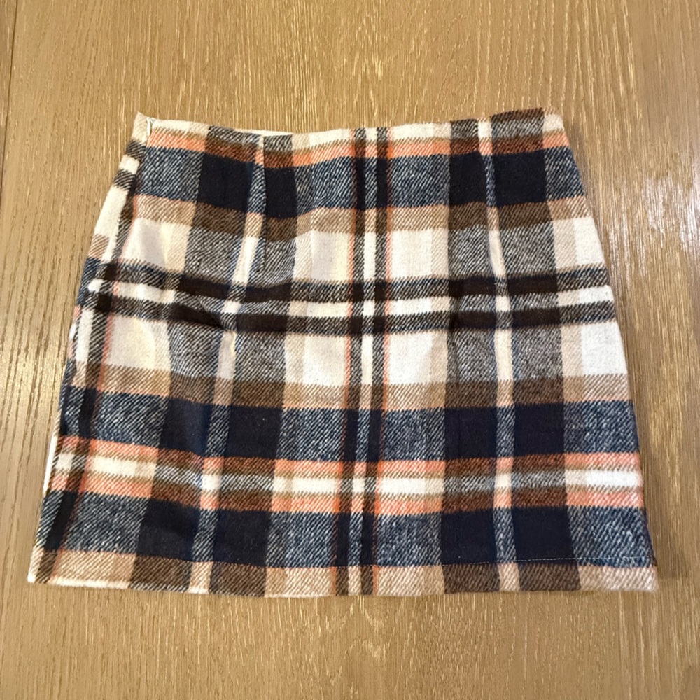 Plaid Women's Skirt in Brown and Blue - Picture 1 of 3